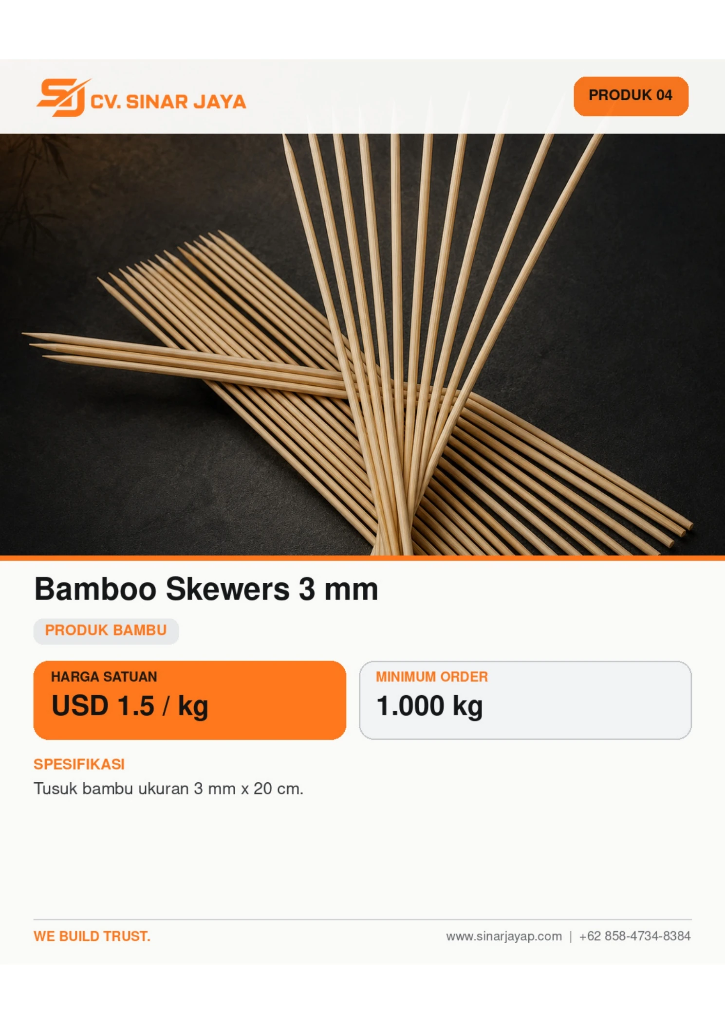 Bamboo Skewers 3 mm